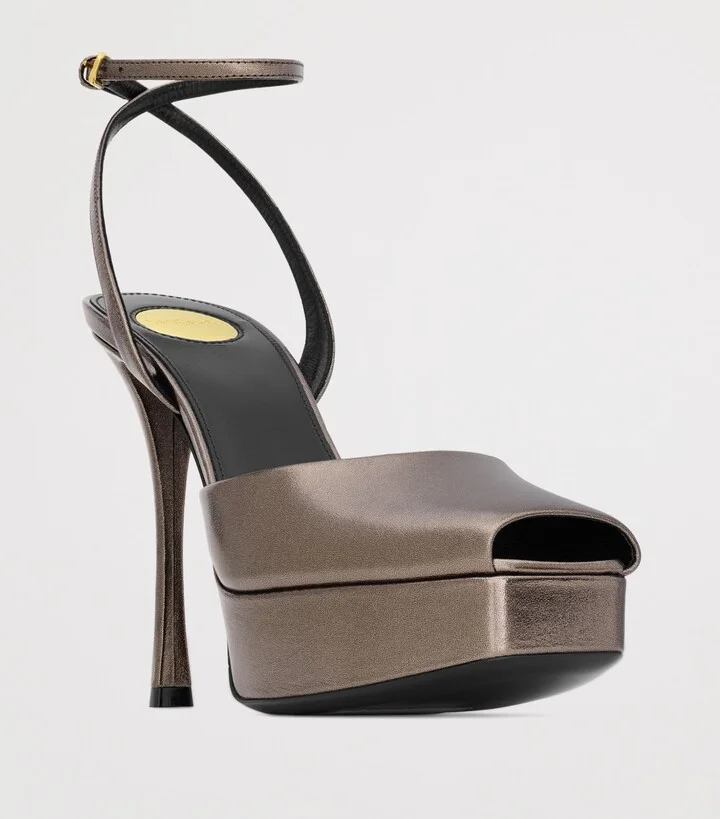 Saint Laurent Leather La Scandale Sandals 85 - Image 3