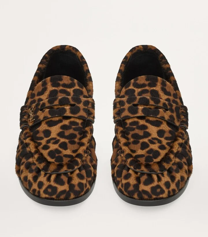 Saint Laurent Leather Leopard Loafers - Image 2