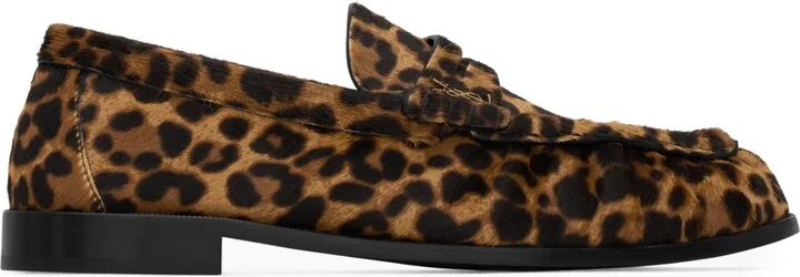 Saint Laurent Leather Leopard Loafers