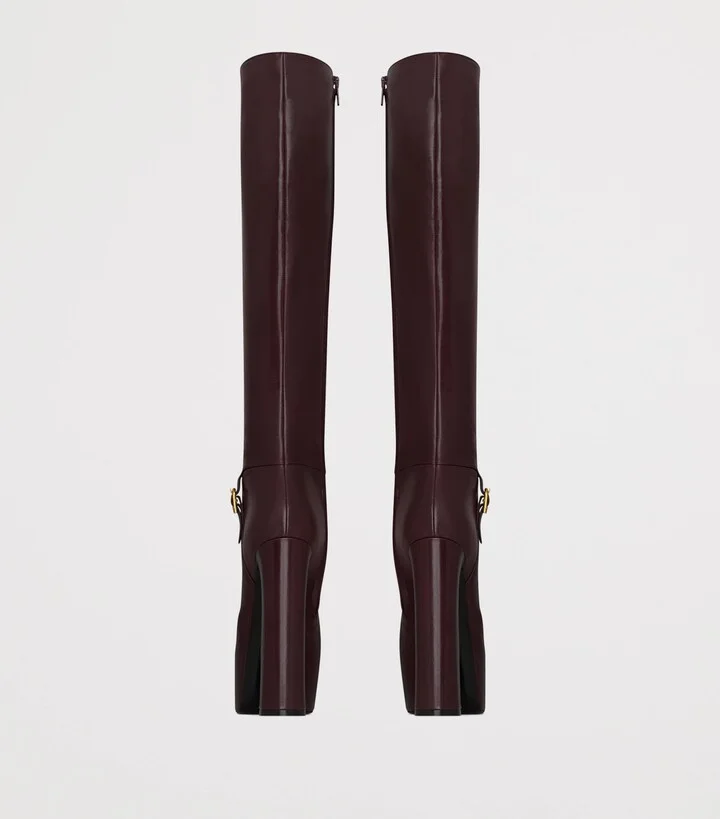 Saint Laurent Leather Nico Platform Boots 105 - Image 3