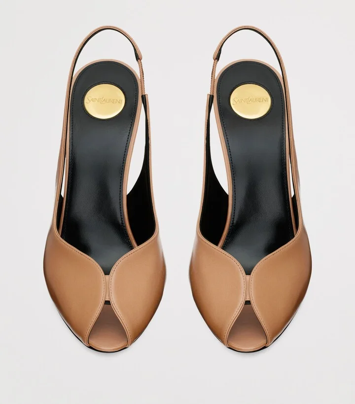 Saint Laurent Leather Page Peep Toe Sandals 110 - Image 2