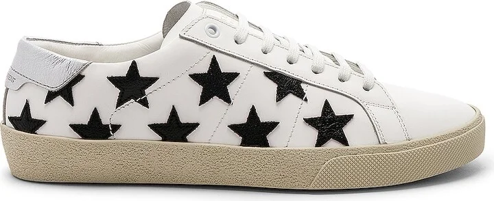Saint Laurent Leather SL/06 Low-Top Star Sneakers in White