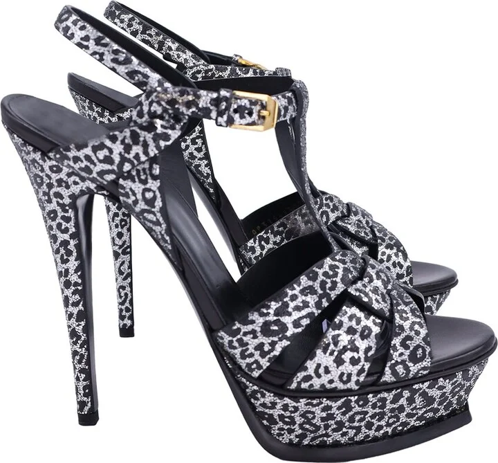 Saint Laurent Leather Tribute Leopard Print T-Strap Platform Heel (Authentic Pre-Loved) - Image 2