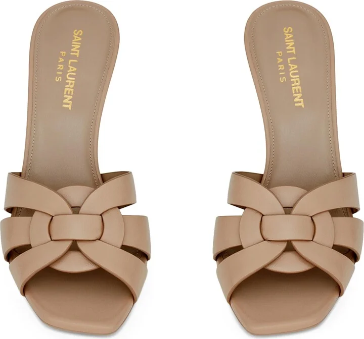 Saint Laurent Leather Tribute Mules 85 - Image 2