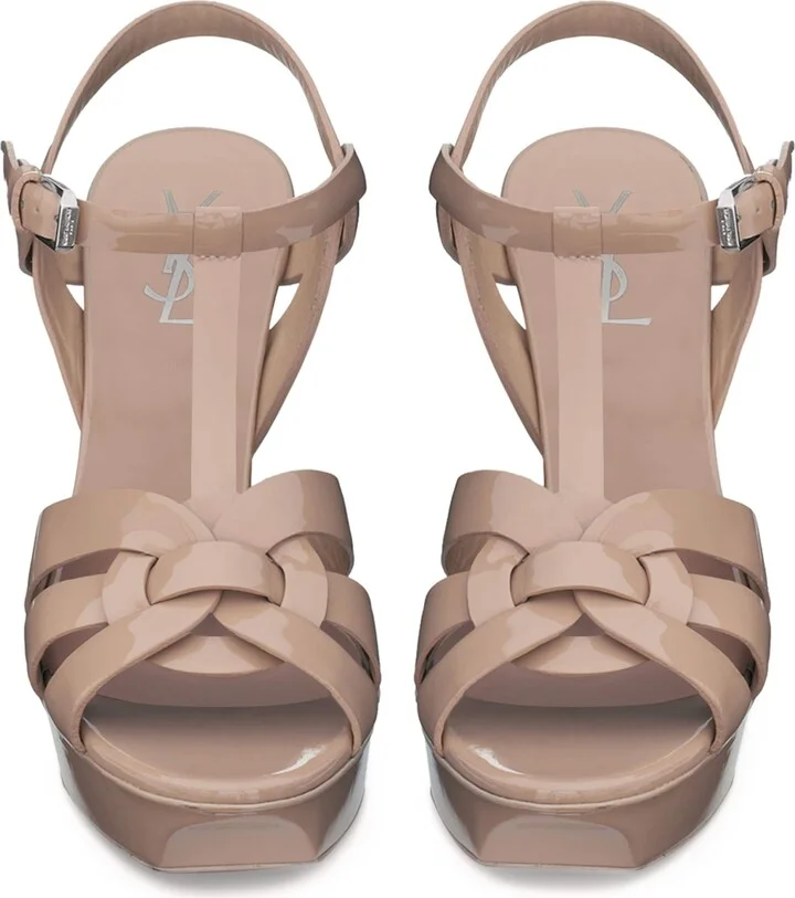 Saint Laurent Leather Tribute Platform Sandals 105 - Image 2