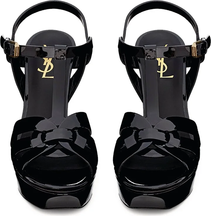 Saint Laurent Leather Tribute Platform Sandals 105 - Image 2