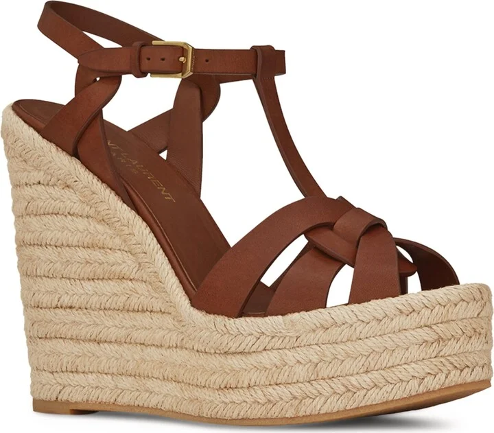 Saint Laurent Leather Tribute Wedged Espadrilles 85 - Image 2