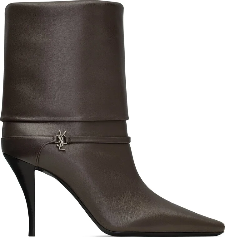 Saint Laurent Leather Vicky Ankle Boots 90