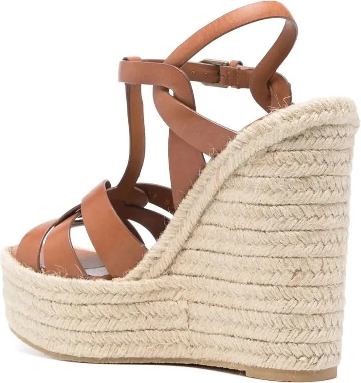 Saint Laurent Leather Women Shoes Espadrilles Wedge Rubber Sole - Image 4