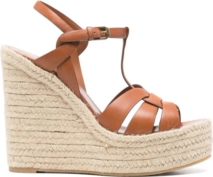 Saint Laurent Leather Women Shoes Espadrilles Wedge Rubber Sole