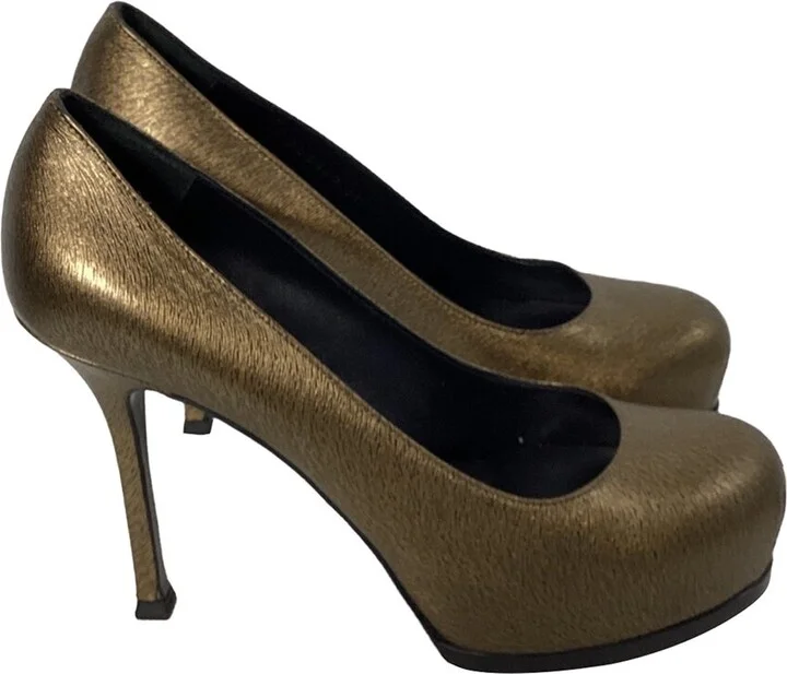 Saint Laurent Leather Yves Tribtoo Platform Pump (Authentic Pre-Loved)