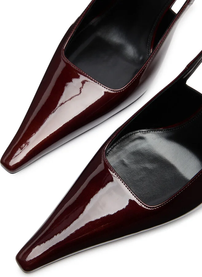 Saint Laurent Lee 75 Patent Leather Slingback Pumps - Image 3