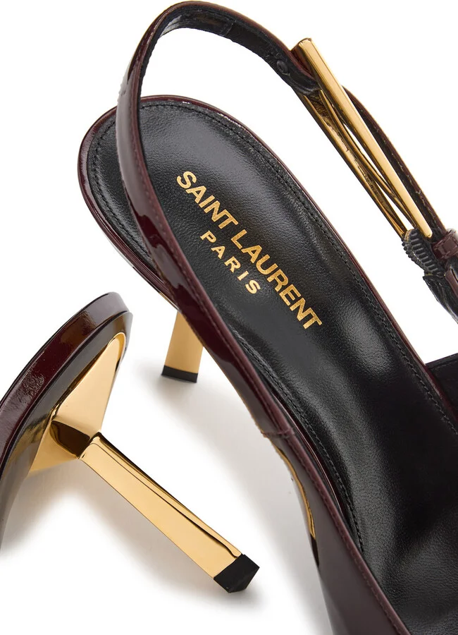 Saint Laurent Lee 75 Patent Leather Slingback Pumps - Image 4