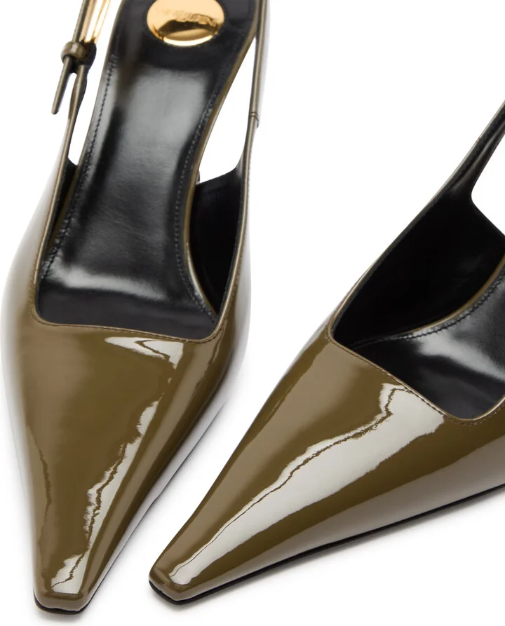 Saint Laurent Lee 75 Patent Leather Slingback Pumps - Image 3