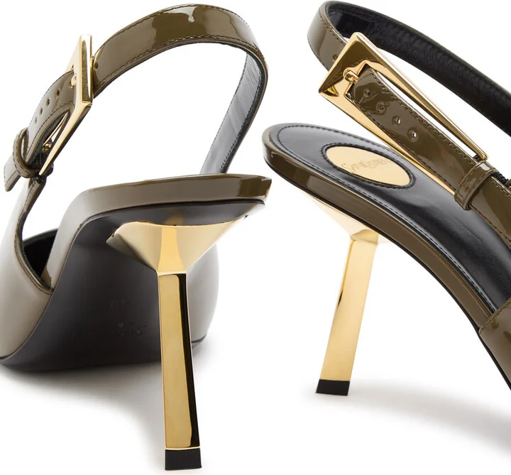 Saint Laurent Lee 75 Patent Leather Slingback Pumps - Image 4