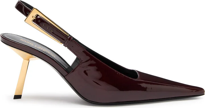Saint Laurent Lee 75 Patent Leather Slingback Pumps
