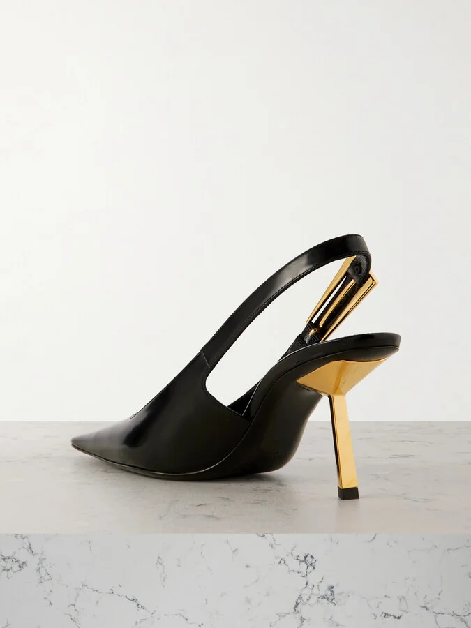 SAINT LAURENT - Lee Leather Slingback Pumps - Black - Image 3