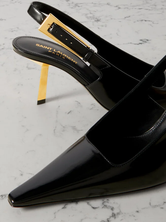 SAINT LAURENT - Lee Leather Slingback Pumps - Black - Image 4