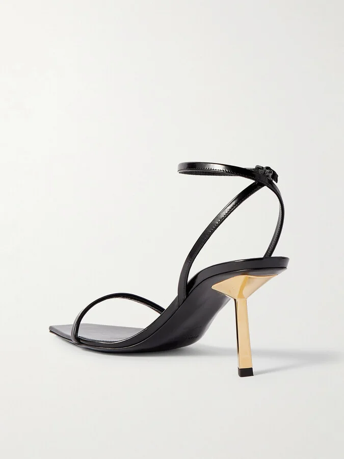 SAINT LAURENT - Lee Patent-leather Sandals - Black - Image 3