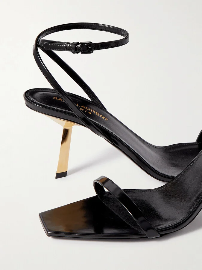 SAINT LAURENT - Lee Patent-leather Sandals - Black - Image 4