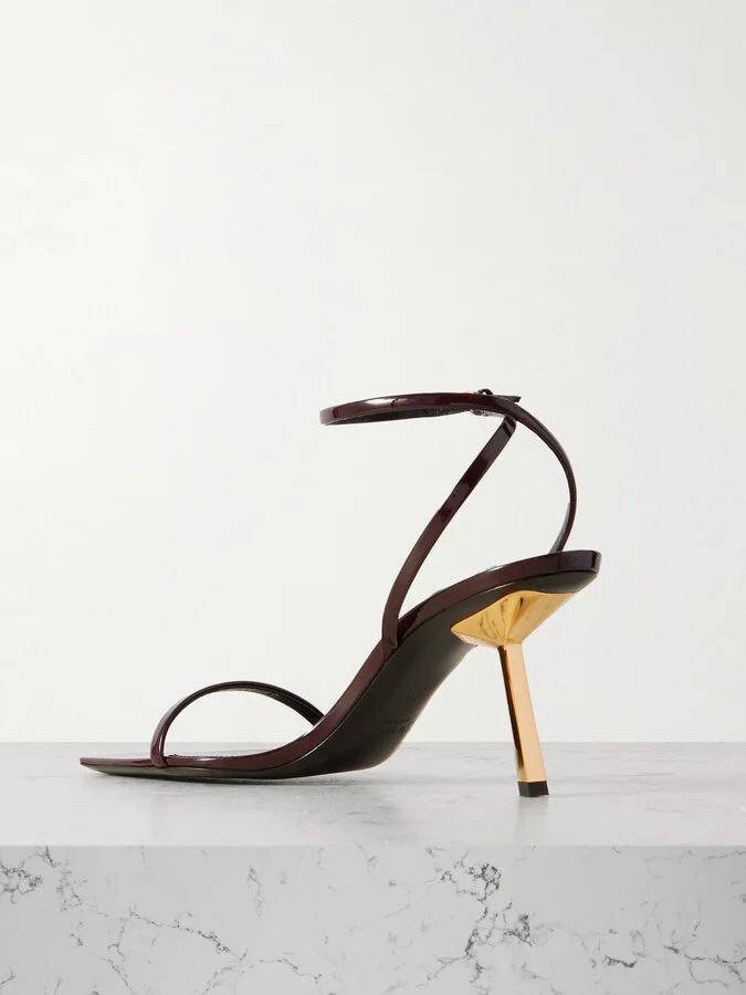 SAINT LAURENT - Lee Patent-leather Sandals - Brown - Image 3