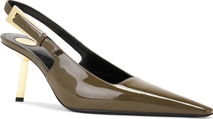 Saint Laurent Lee Slingback Pump in Olive - Image 2