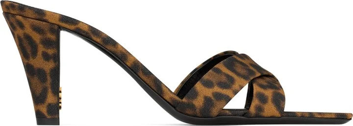 Saint Laurent Leopard Print Jill Heeled Mules 75