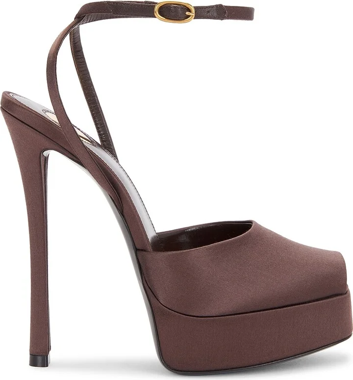 Saint Laurent Liberat Platform Sandal in Brown