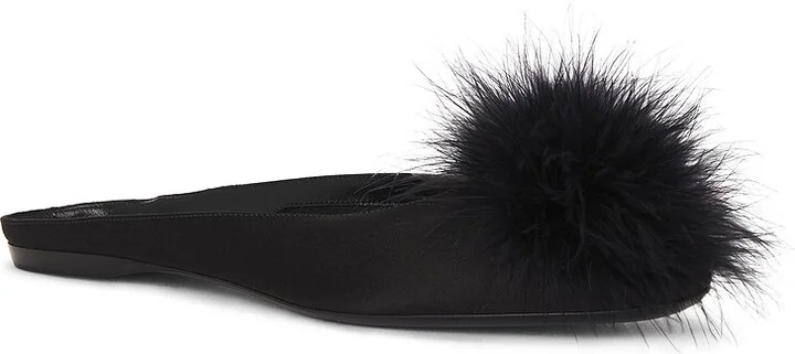 Saint Laurent Lido Flat Mule in Black - Image 2