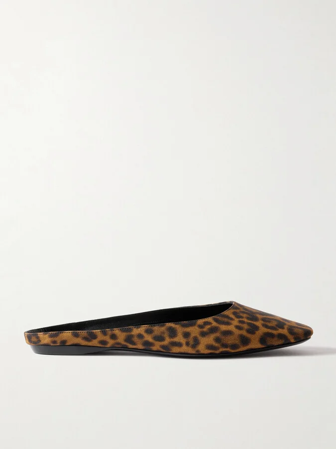 SAINT LAURENT - Lido Leopard-print Grosgrain Slippers - Animal print