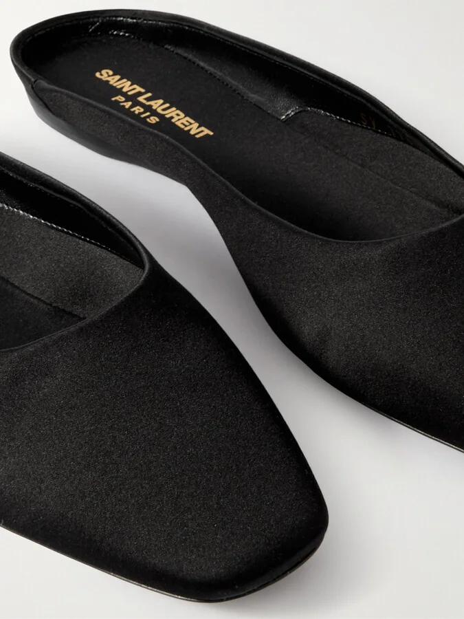 SAINT LAURENT - Lido Satin-crepe Slippers - Black - Image 4