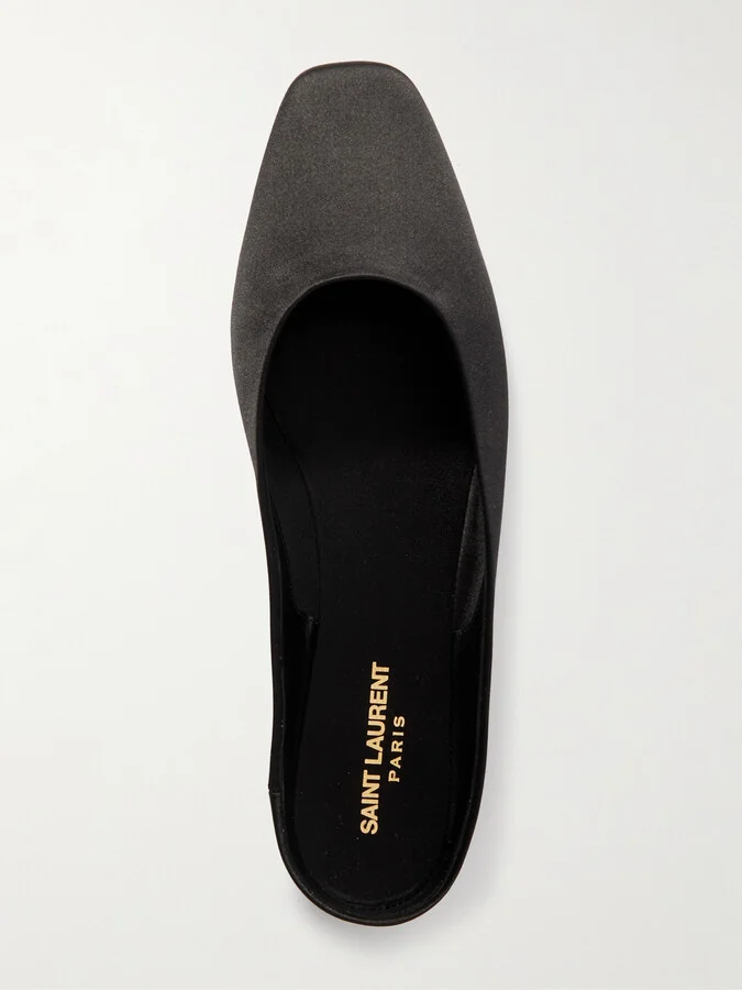 SAINT LAURENT - Lido Satin-crepe Slippers - Black - Image 5