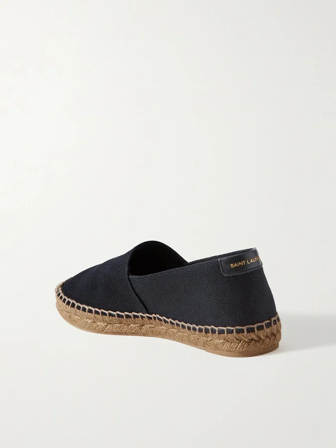 SAINT LAURENT - Logo-embroidered Canvas Espadrilles - Black - Image 3