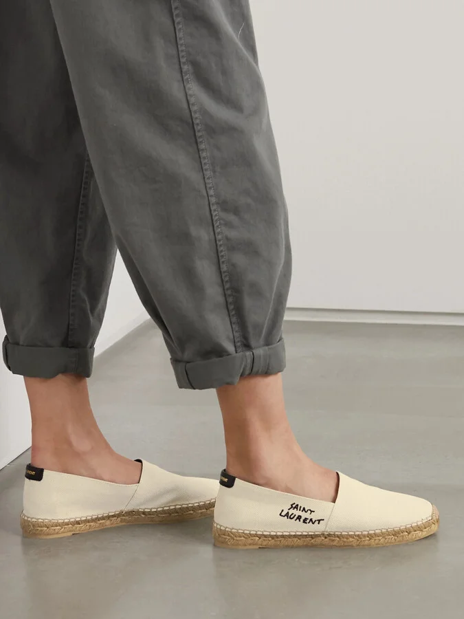 SAINT LAURENT - Logo-embroidered Canvas Espadrilles - Off-white - Image 2