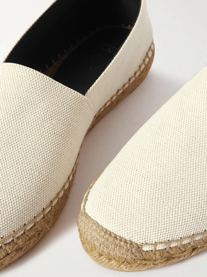 SAINT LAURENT - Logo-embroidered Canvas Espadrilles - Off-white - Image 5