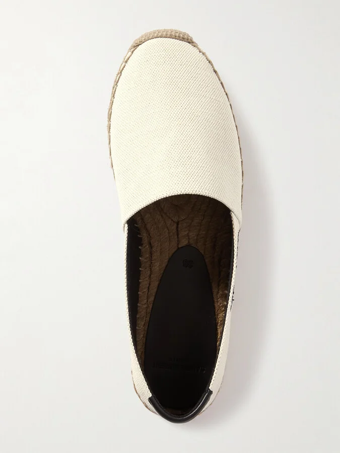 SAINT LAURENT - Logo-embroidered Canvas Espadrilles - Off-white - Image 6
