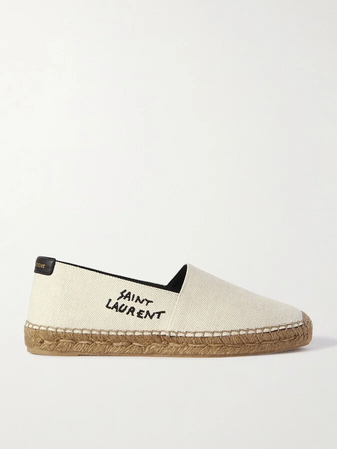 SAINT LAURENT - Logo-embroidered Canvas Espadrilles - Off-white