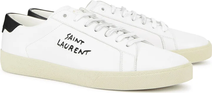 Saint Laurent Logo-embroidered Leather Sneakers - Image 2