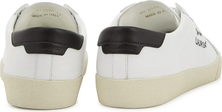 Saint Laurent Logo-embroidered Leather Sneakers - Image 3