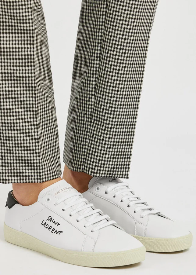 Saint Laurent Logo-embroidered Leather Sneakers - Image 5