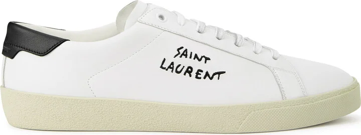 Saint Laurent Logo-embroidered Leather Sneakers