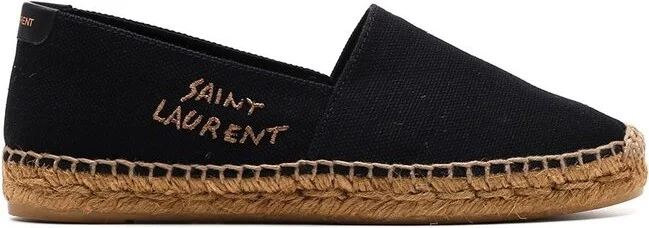 Saint Laurent Logo Embroidered Slip-On Espadrilles