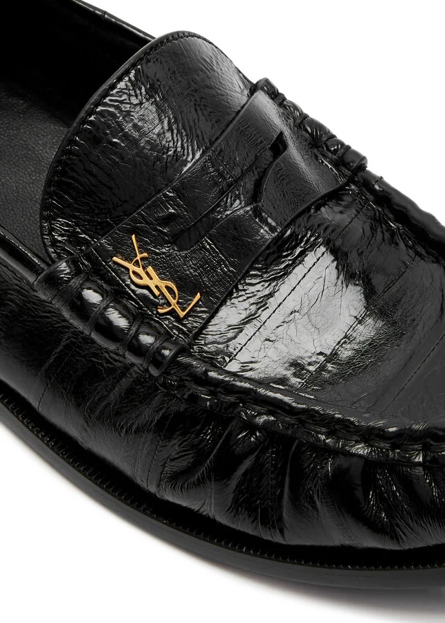 Saint Laurent Logo Glossed Leather Loafers - Image 4