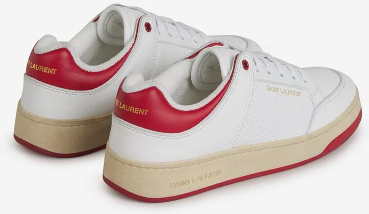 Saint Laurent Logo Leather Sneakers - Image 3
