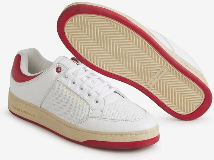 Saint Laurent Logo Leather Sneakers - Image 4