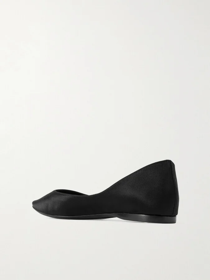 SAINT LAURENT - Lou Satin Ballet Flats - Black - Image 3
