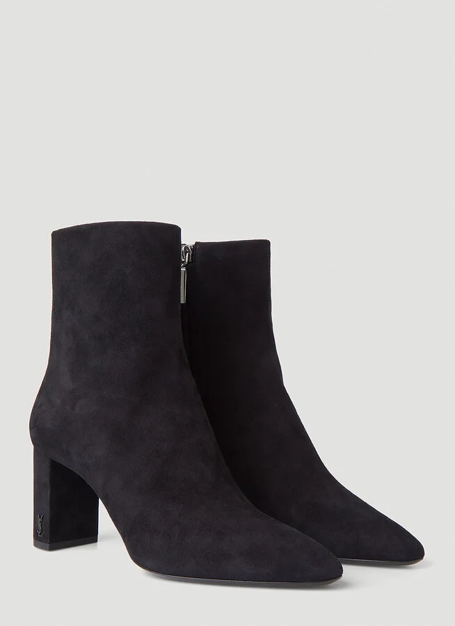 Saint Laurent Lou Suede Ankle Boots - Woman Boots Black Eu - 36 - Image 2