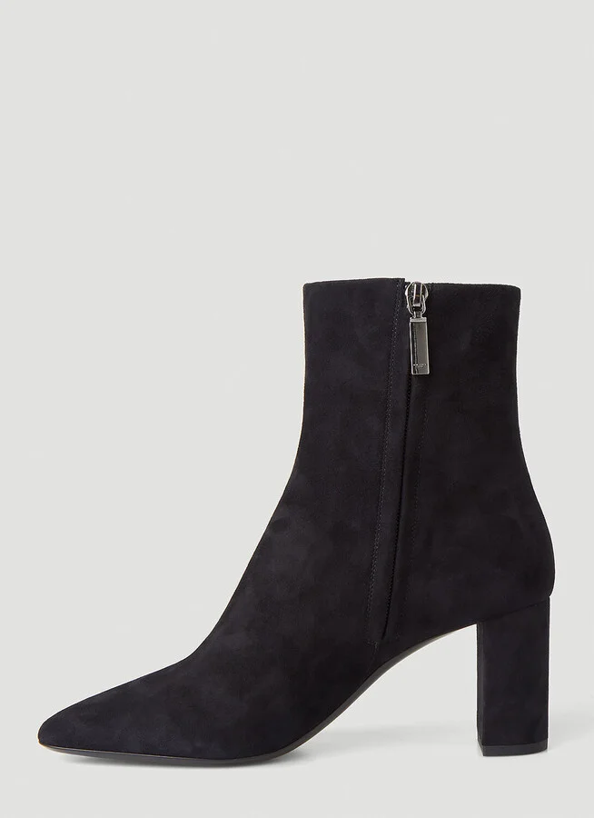 Saint Laurent Lou Suede Ankle Boots - Woman Boots Black Eu - 36 - Image 3