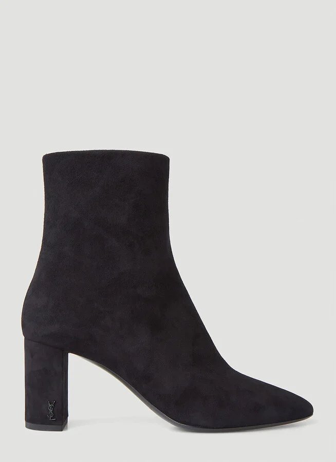Saint Laurent Lou Suede Ankle Boots - Woman Boots Black Eu - 36