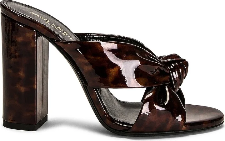 Saint Laurent Loulou 100 Mule Sandals in Brown
